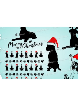 Σετ των 2 Intra απο ξύλο plywood 3mm-4mm πάχος Χριστουγεννιάτικου Boxer Dog Δίασταση 15x15 cm INTRAFABR-85248132