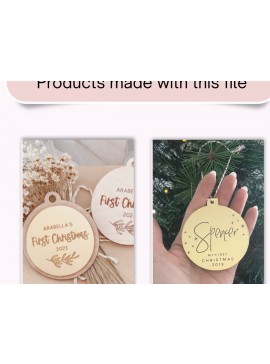 Σετ των 3 Intra απο ξύλο plywood 3mm-4mm πάχος Χριστουγεννιάτικη δέσμη με 8 στολίδια στολίδια Δίασταση 8x8 cm INTRAFABR-106459302