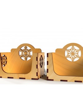 Σετ των 2 Intra απο ξύλο plywood 3mm-4mm πάχος Χριστουγεννιάτικη θήκη επαγγελματικής κάρτας 02 Δίασταση 15x15 cm INTRAFABR-78945272