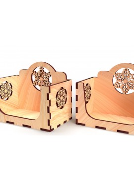 Σετ των 2 Intra απο ξύλο plywood 3mm-4mm πάχος Χριστουγεννιάτικη θήκη επαγγελματικής κάρτας 03 Δίασταση 15x15 cm INTRAFABR-78945278