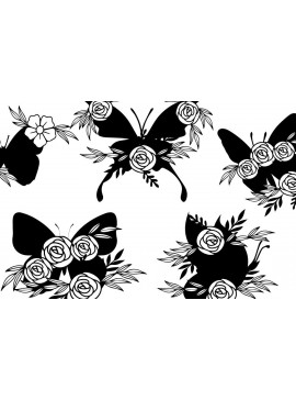 Σετ των 2 Intra απο ξύλο plywood 3mm-4mm πάχος Χριστουγεννιάτικο λουλουδάτο αγριολούλουδο πεταλούδα Δίασταση 15x15 cm INTRAFABR-81183181