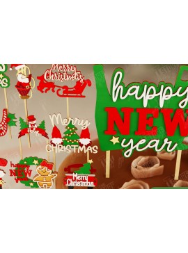 Σετ των 3 Intra απο ξύλο plywood 3mm-4mm πάχος χριστουγεννιάτικου κέικ | Πρωτοχρονιά Δίασταση 15x15 cm INTRAFABR-108031318