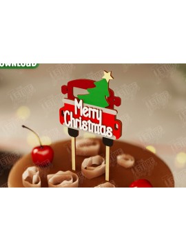 Σετ των 2 Intra απο ξύλο plywood 3mm-4mm πάχος Χριστουγεννιάτικο Cake Topper | Χριστουγεννιάτικο σημάδι Δίασταση 15x15 cm INTRAFABR-108030927