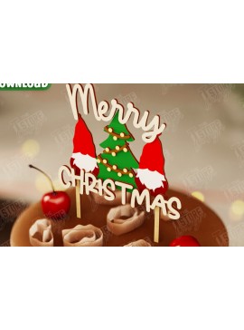 Σετ των 2 Intra απο ξύλο plywood 3mm-4mm πάχος Χριστουγεννιάτικο Cake Topper | Χριστουγεννιάτικο σημάδι Δίασταση 15x15 cm INTRAFABR-108030936