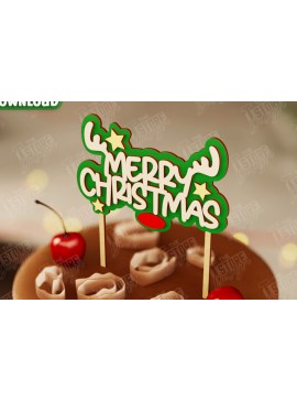 Σετ των 2 Intra απο ξύλο plywood 3mm-4mm πάχος Χριστουγεννιάτικο Cake Topper | Χριστουγεννιάτικο σημάδι Δίασταση 15x15 cm INTRAFABR-108030948