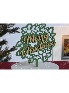 Σετ των 2 Intra απο ξύλο plywood 3mm-4mm πάχος Χριστουγεννιάτικο Cake Topper | Διακοπές | CNC Δίασταση 15x15 cm INTRAFABR-111361590