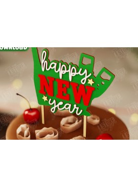 Σετ των 2 Intra απο ξύλο plywood 3mm-4mm πάχος Χριστουγεννιάτικο Cake Topper | Πρωτοχρονιάτικο σημάδι Δίασταση 15x15 cm INTRAFABR-108030970