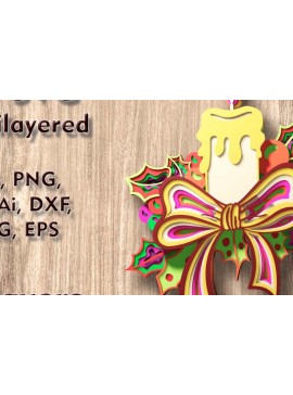 Σετ των 3 Intra απο ξύλο plywood 3mm-4mm πάχος κοπής με λέιζερ 3D Χριστουγεννιάτικου κεριού Δίασταση 7x7 cm INTRAFABR-108908496