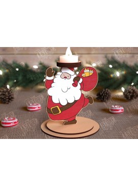 Σετ των 2 Intra απο ξύλο plywood 3mm-4mm πάχος Χριστουγεννιάτικη λαμπάδα | Κηροπήγιο Δίασταση 15x15 cm INTRAFABR-110589930