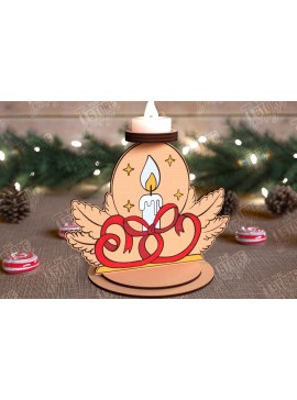 Σετ των 2 Intra απο ξύλο plywood 3mm-4mm πάχος Χριστουγεννιάτικη λαμπάδα | Κηροπήγιο Δίασταση 15x15 cm INTRAFABR-110589940