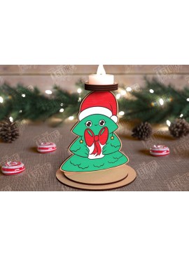 Σετ των 2 Intra απο ξύλο plywood 3mm-4mm πάχος Χριστουγεννιάτικη λαμπάδα | Κηροπήγιο Δίασταση 15x15 cm INTRAFABR-110589848