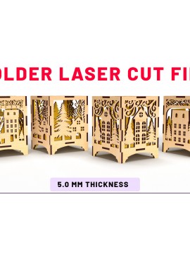 Σετ των 3 Intra απο ξύλο plywood 3mm-4mm πάχος Χριστουγεννιάτικα Διακοσμητικά Κηροπήγια Δίασταση 5x5 cm INTRAFABR-83299845