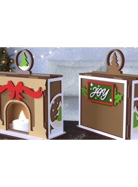 Σετ των 2 Intra απο ξύλο plywood 3mm-4mm πάχος Χριστουγεννιάτικη λαμπάδα | Τζάκι |CNC Δίασταση 15x15 cm INTRAFABR-108121930