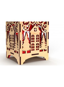 Σετ των 3 Intra απο ξύλο plywood 3mm-4mm πάχος Χριστουγεννιάτικη θήκη κεριών 02 Δίασταση 5x5 cm INTRAFABR-83291200