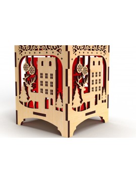 Σετ των 3 Intra απο ξύλο plywood 3mm-4mm πάχος Χριστουγεννιάτικη θήκη για κεριά 04 Δίασταση 5x5 cm INTRAFABR-83291226