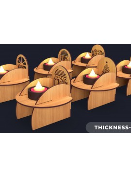 Σετ των 2 Intra απο ξύλο plywood 3mm-4mm πάχος Χριστουγεννιάτικο κερί Δέσμη κοπής με λέιζερ Δίασταση 15x15 cm INTRAFABR-84152635
