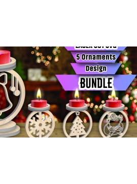 Σετ των 2 Intra απο ξύλο plywood 3mm-4mm πάχος Χριστουγεννιάτικο κερί Δέσμη κοπής με λέιζερ Δίασταση 15x15 cm INTRAFABR-107252600