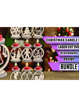 Σετ των 2 Intra απο ξύλο plywood 3mm-4mm πάχος Χριστουγεννιάτικο κερί Δέσμη κοπής με λέιζερ Δίασταση 15x15 cm INTRAFABR-107252853