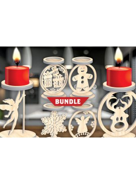 Σετ των 2 Intra απο ξύλο plywood 3mm-4mm πάχος Χριστουγεννιάτικο κερί Δέσμη κοπής με λέιζερ Δίασταση 15x15 cm INTRAFABR-108454414