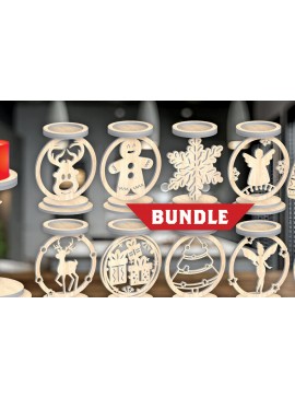 Σετ των 2 Intra απο ξύλο plywood 3mm-4mm πάχος Χριστουγεννιάτικο κερί Δέσμη κοπής με λέιζερ Δίασταση 15x15 cm INTRAFABR-108454702