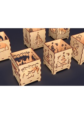 Σετ των 2 Intra απο ξύλο plywood 3mm-4mm πάχος Χριστουγεννιάτικο κερί Δέσμη κοπής με λέιζερ Δίασταση 15x15 cm INTRAFABR-84100936