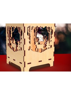 Σετ των 3 Intra απο ξύλο plywood 3mm-4mm πάχος κοπής με λέιζερ Χριστουγεννιάτικο κερί 3 Δίασταση 15x15 cm INTRAFABR-82756766