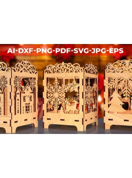 Σετ των 2 Intra απο ξύλο plywood 3mm-4mm πάχος κοπής με λέιζερ Χριστουγεννιάτικο κερί 3 Δίασταση 15x15 cm INTRAFABR-77826289