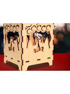 Σετ των 2 Intra απο ξύλο plywood 3mm-4mm πάχος κοπής με λέιζερ Χριστουγεννιάτικο κερί 4 Δίασταση 15x15 cm INTRAFABR-82756772