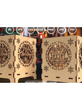 Σετ των 2 Intra απο ξύλο plywood 3mm-4mm πάχος Χριστουγεννιάτικο Κηροπήγιο8 Δίασταση 15x15 cm INTRAFABR-78023860