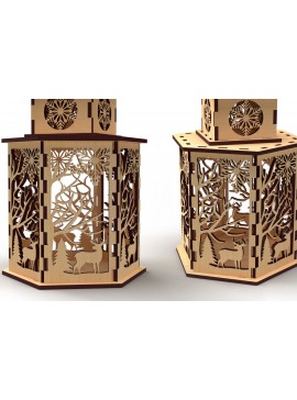 Σετ των 2 Intra απο ξύλο plywood 3mm-4mm πάχος κοπής με λέιζερ χριστουγεννιάτικο κερί Δίασταση 15x15 cm INTRAFABR-82151722