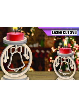 Σετ των 2 Intra απο ξύλο plywood 3mm-4mm πάχος Χριστουγεννιάτικη Κηροπήγαδα Δίασταση 15x15 cm INTRAFABR-106886223