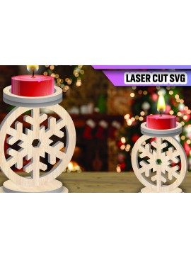 Σετ των 2 Intra απο ξύλο plywood 3mm-4mm πάχος Χριστουγεννιάτικη Κηροπήγαδα Δίασταση 15x15 cm INTRAFABR-106886413