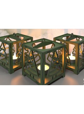 Σετ των 2 Intra απο ξύλο plywood 3mm-4mm πάχος Χριστουγεννιάτικο Κηροπήγιο  064 Δίασταση 15x15 cm INTRAFABR-117727593