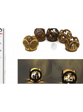 Σετ των 2 Intra απο ξύλο plywood 3mm-4mm πάχος Χριστουγεννιάτικες Κηροπήγια Δίασταση 15x15 cm INTRAFABR-86419250