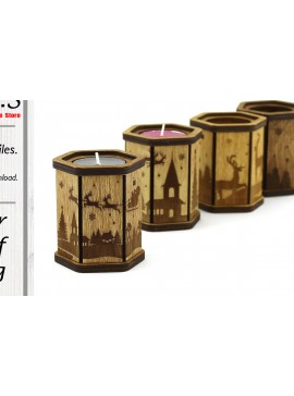 Σετ των 2 Intra απο ξύλο plywood 3mm-4mm πάχος Χριστουγεννιάτικες Κηροπήγια Δίασταση 15x15 cm INTRAFABR-86647791