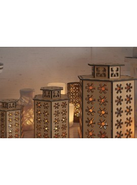 Σετ των 2 Intra απο ξύλο plywood 3mm-4mm πάχος Χριστουγεννιάτικα Φώτα Κεριών Χριστουγεννιάτικο Κηροπήγιο Δίασταση 30x20 cm INTRAFABR-43541732
