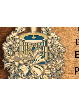 Σετ των 2 Intra απο ξύλο plywood 3mm-4mm πάχος Χριστουγεννιάτικο κερί Mandala, 3D Χριστ Δίασταση 30x30 cm INTRAFABR-82353406