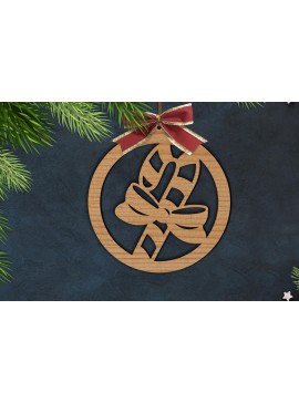 Σετ των 2 Intra απο ξύλο plywood 3mm-4mm πάχος Χριστουγεννιάτικη μπαλίτσα καραμέλας | Δίασταση 15x15 cm INTRAFABR-76134860