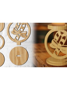 Σετ των 2 Intra απο ξύλο plywood 3mm-4mm πάχος Κηροπήγιο Χριστουγέννων Δίασταση 15x15 cm INTRAFABR-77069554