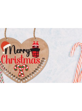 Σετ των 2 Intra απο ξύλο plywood 3mm-4mm πάχος Αντίστροφη μέτρηση για τα χριστουγεννιάτικα γλυκά | Candy Cane Δίασταση 15x15 cm INTRAFABR-109927586