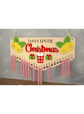 Σετ των 2 Intra απο ξύλο plywood 3mm-4mm πάχος Αντίστροφη μέτρηση για τα χριστουγεννιάτικα γλυκά | Διακοπές |CNC Δίασταση 15x15 cm INTRAFABR-109491682