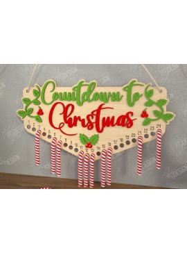 Σετ των 3 Intra απο ξύλο plywood 3mm-4mm πάχος Αντίστροφη μέτρηση για τα χριστουγεννιάτικα γλυκά | Διακοπές |CNC Δίασταση 15x15 cm INTRAFABR-109491735