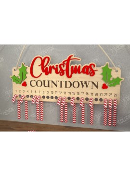 Σετ των 2 Intra απο ξύλο plywood 3mm-4mm πάχος Αντίστροφη μέτρηση για τα χριστουγεννιάτικα γλυκά | Διακοπές |CNC Δίασταση 15x15 cm INTRAFABR-109491528