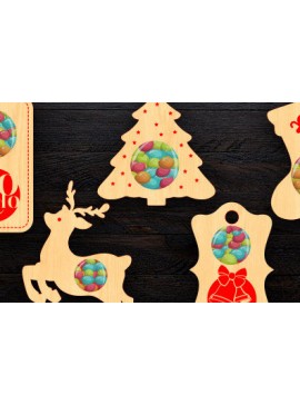 Σετ των 2 Intra απο ξύλο plywood 3mm-4mm πάχος Christmas Candy Dome Δίασταση 15x15 cm INTRAFABR-80093083