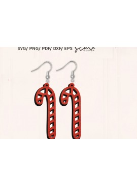 Σετ των 3 Intra απο ξύλο plywood 3mm-4mm πάχος κοπής με λέιζερ Χριστουγεννιάτικα σκουλαρίκια καραμέλα/ Δίασταση 3x3 cm INTRAFABR-110074631