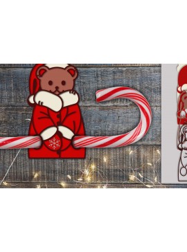 Σετ των 2 Intra απο ξύλο plywood 3mm-4mm πάχος Christmas Candy Holder Bear | Αποκοπή αρχείου Δίασταση 15x15 cm INTRAFABR-76135283