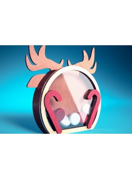 Σετ των 2 Intra απο ξύλο plywood 3mm-4mm πάχος Χριστουγεννιάτικη θήκη καραμέλας με | Δίασταση 15x15 cm INTRAFABR-72172232