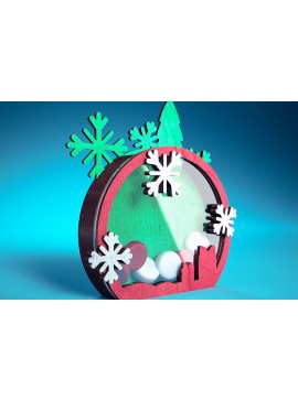 Σετ των 2 Intra απο ξύλο plywood 3mm-4mm πάχος Χριστουγεννιάτικη θήκη καραμέλας με | Δίασταση 15x15 cm INTRAFABR-72172284