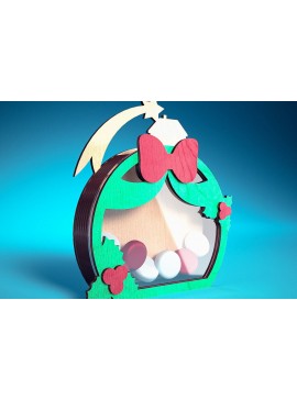 Σετ των 2 Intra απο ξύλο plywood 3mm-4mm πάχος Χριστουγεννιάτικη θήκη καραμέλας με | Δίασταση 15x15 cm INTRAFABR-72172312