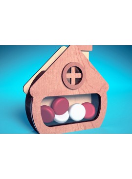 Σετ των 2 Intra απο ξύλο plywood 3mm-4mm πάχος Χριστουγεννιάτικη θήκη καραμέλας με | Δίασταση 15x15 cm INTRAFABR-71451004